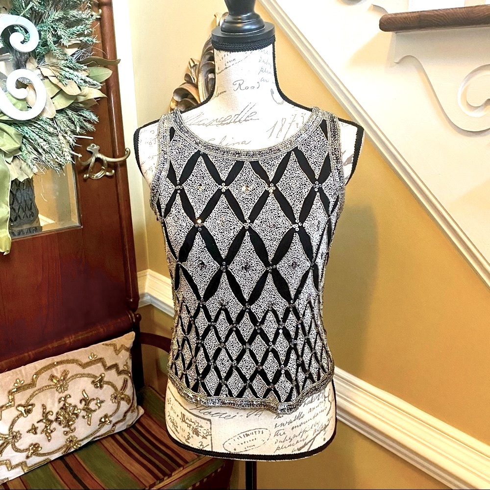 Vintage Adrianna Papell boutique sequin evening top - Picture 2 of 6